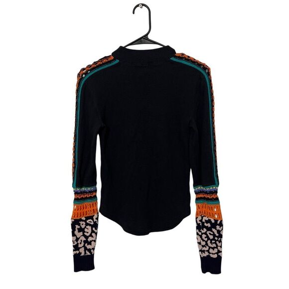 FREE PEOPLE Switch It Up Cuff Thermal Top Knit Sleeve Black XS - Picture 3 of 8